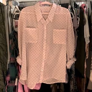 Sheer Umgee Blouse pastel pink sheer fabric with delicate pattern size XL🫶🎀👠